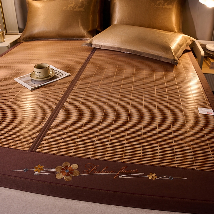 91家纺网 家纺一手货源 找家纺 鑫琪莱家纺 2025新款双面竹席冰丝席竹凉席学生宿舍席子 锦绣良缘-