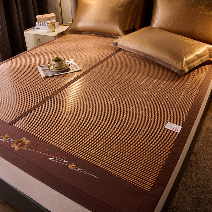 91家纺网 家纺一手货源 找家纺 鑫琪莱家纺 2025新款双面竹席冰丝席竹凉席学生宿舍席子 锦绣良缘-