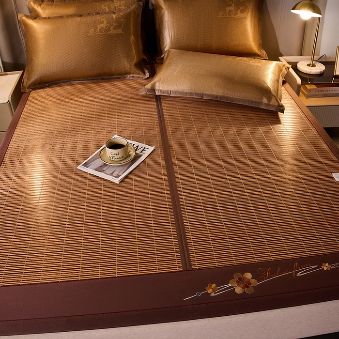 91家纺网 家纺一手货源 找家纺 鑫琪莱家纺 2025新款双面竹席冰丝席竹凉席学生宿舍席子 锦绣良缘-