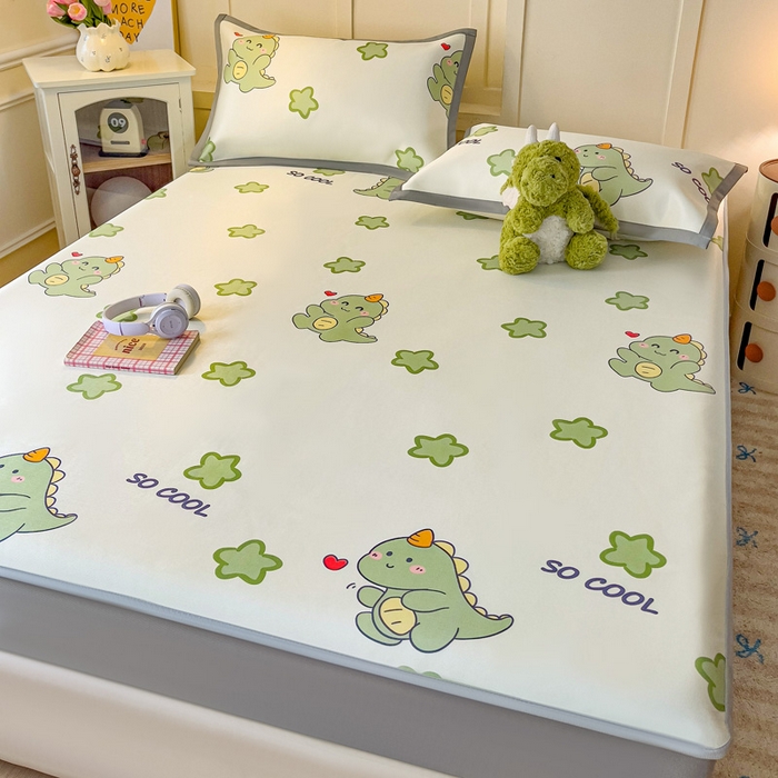 91家纺网 家纺一手货源 找家纺 富馨莱 2026新款冰丝凉席床笠款凉席席子支持一件定制定做 小萌龙