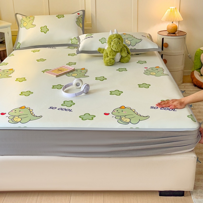 91家纺网 家纺一手货源 找家纺 富馨莱 2026新款冰丝凉席床笠款凉席席子支持一件定制定做 小萌龙