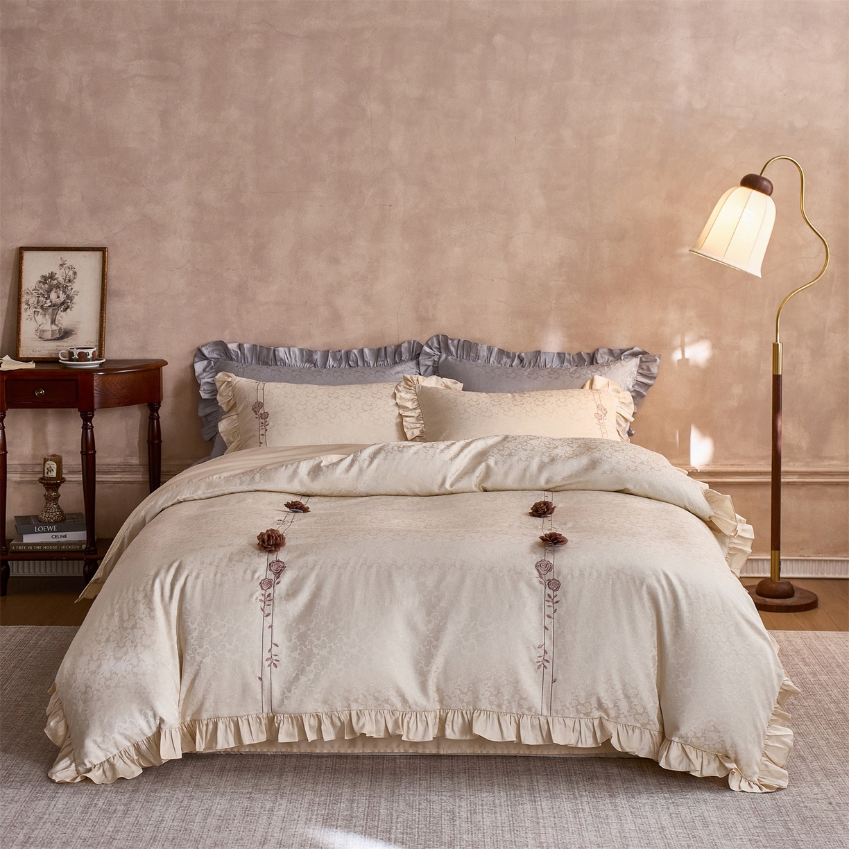 91家纺网 家纺一手货源 找家纺 （总）鼎飞家纺 2026新款A类法式全棉提花四件套-漾系列