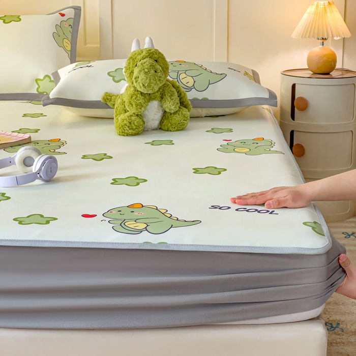 91家纺网 家纺一手货源 找家纺 富馨莱 2026新款冰丝凉席床笠款凉席席子支持一件定制定做 小萌龙