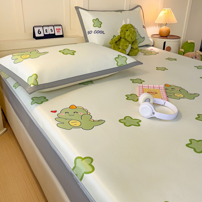 91家纺网 家纺一手货源 找家纺 富馨莱 2026新款冰丝凉席床笠款凉席席子支持一件定制定做 小萌龙