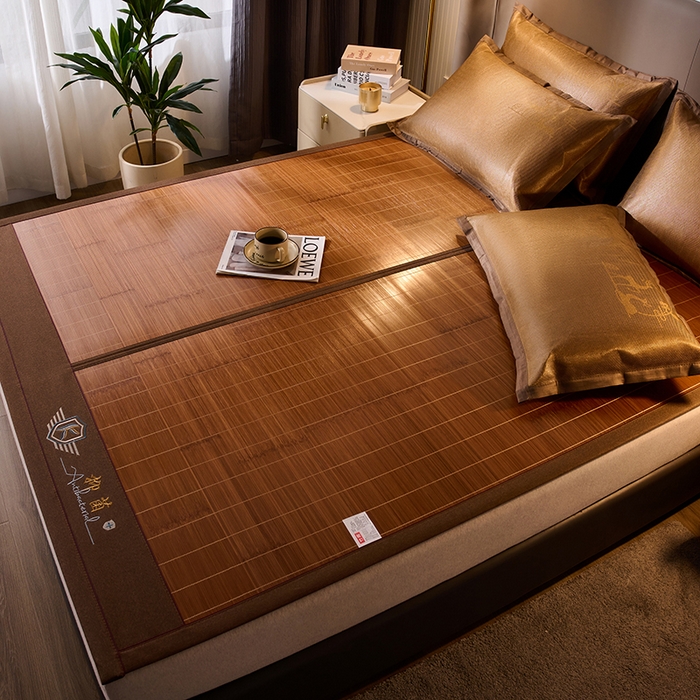 91家纺网 家纺一手货源 找家纺 鑫琪莱家纺 2025新款双面竹席冰丝席竹凉席学生宿舍席子 抑菌驱蚊-