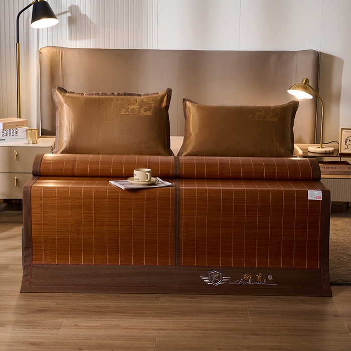 91家纺网 家纺一手货源 找家纺 鑫琪莱家纺 2025新款双面竹席冰丝席竹凉席学生宿舍席子 抑菌驱蚊-