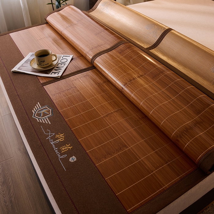 91家纺网 家纺一手货源 找家纺 鑫琪莱家纺 2025新款双面竹席冰丝席竹凉席学生宿舍席子 抑菌驱蚊-