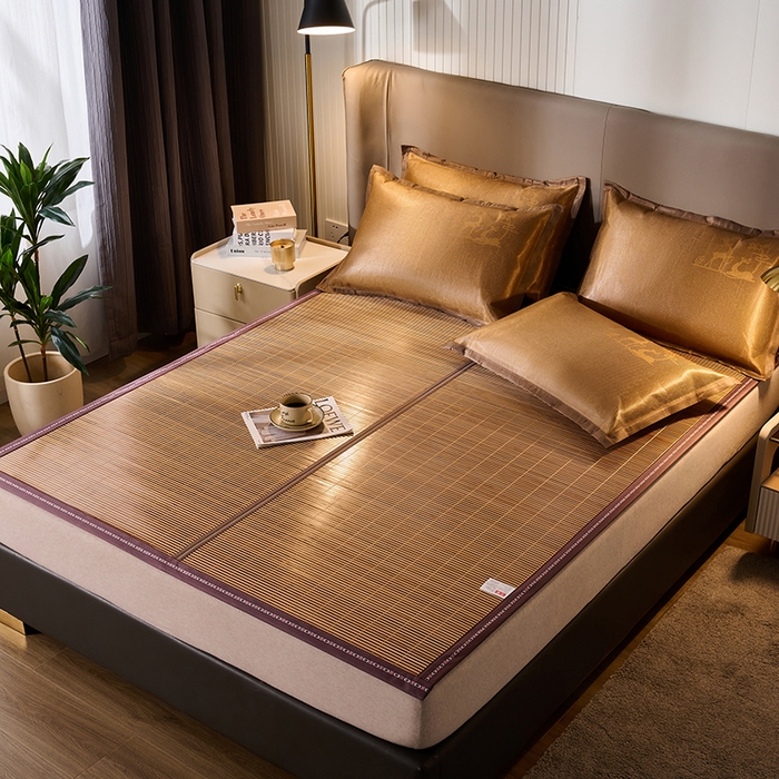 鑫琪莱家纺 2025新款双面竹席冰丝席竹凉席学生宿舍席子 流金岁月-