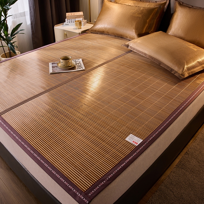 91家纺网 家纺一手货源 找家纺 鑫琪莱家纺 2025新款双面竹席冰丝席竹凉席学生宿舍席子 流金岁月-