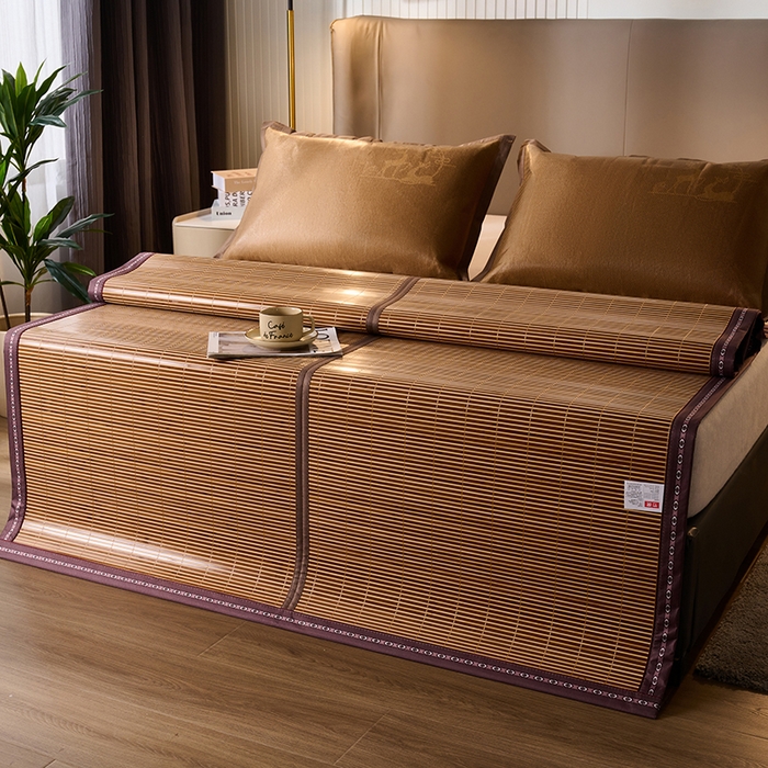 91家纺网 家纺一手货源 找家纺 鑫琪莱家纺 2025新款双面竹席冰丝席竹凉席学生宿舍席子 流金岁月-