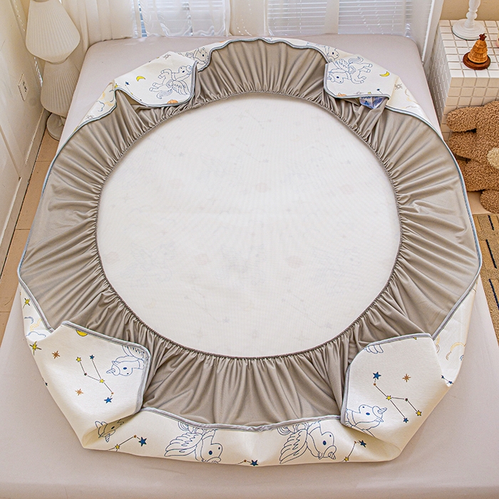 91家纺网 家纺一手货源 找家纺 富馨莱 2026新款冰丝凉席床笠款凉席席子支持一件定制定做 星空小马