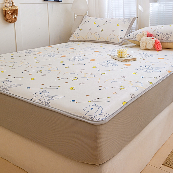 91家纺网 家纺一手货源 找家纺 富馨莱 2026新款冰丝凉席床笠款凉席席子支持一件定制定做 星空小马