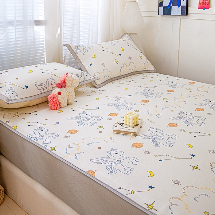 91家纺网 家纺一手货源 找家纺 富馨莱 2026新款冰丝凉席床笠款凉席席子支持一件定制定做 星空小马