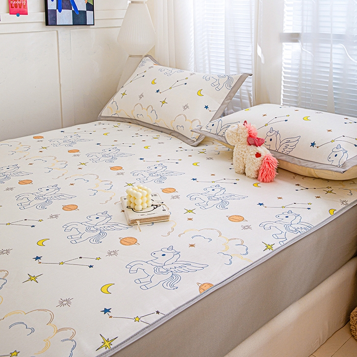 91家纺网 家纺一手货源 找家纺 富馨莱 2026新款冰丝凉席床笠款凉席席子支持一件定制定做 星空小马