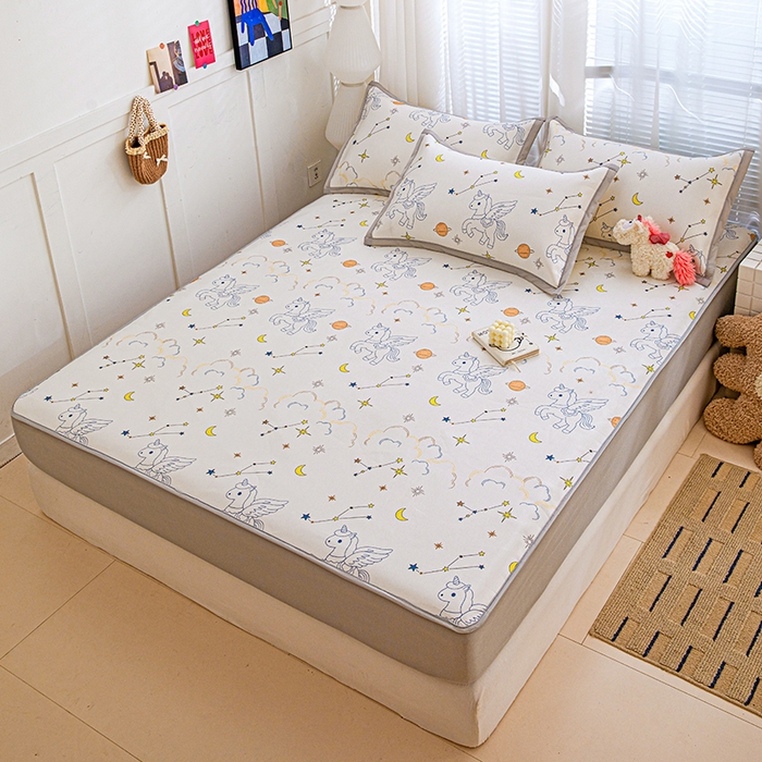 91家纺网 家纺一手货源 找家纺 富馨莱 2026新款冰丝凉席床笠款凉席席子支持一件定制定做 星空小马