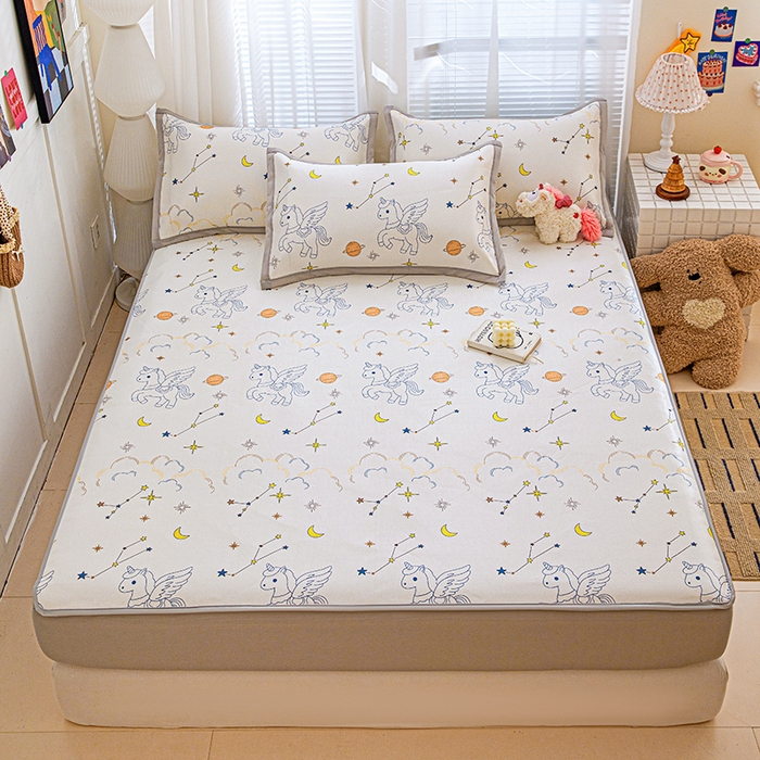 91家纺网 家纺一手货源 找家纺 富馨莱 2026新款冰丝凉席床笠款凉席席子支持一件定制定做 星空小马