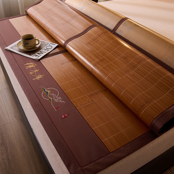 91家纺网 家纺一手货源 找家纺 鑫琪莱家纺 2025新款双面竹席冰丝席竹凉席学生宿舍席子 草本-檀香-