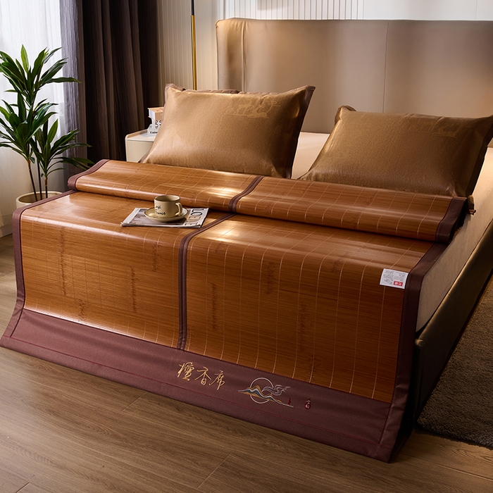 91家纺网 家纺一手货源 找家纺 鑫琪莱家纺 2025新款双面竹席冰丝席竹凉席学生宿舍席子 草本-檀香-