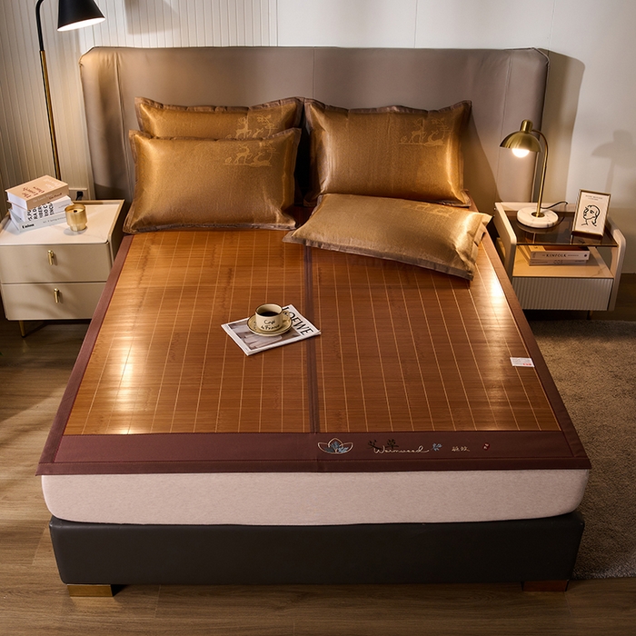 91家纺网 家纺一手货源 找家纺 鑫琪莱家纺 2025新款双面竹席冰丝席竹凉席学生宿舍席子 草本-艾草-