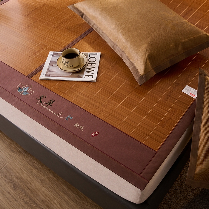 91家纺网 家纺一手货源 找家纺 鑫琪莱家纺 2025新款双面竹席冰丝席竹凉席学生宿舍席子 草本-艾草-