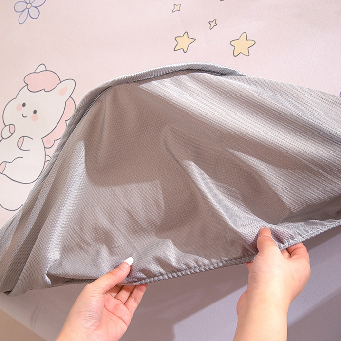 91家纺网 家纺一手货源 找家纺 富馨莱 2026新款冰丝凉席床笠款凉席席子支持一件定制定做 星星小马-粉