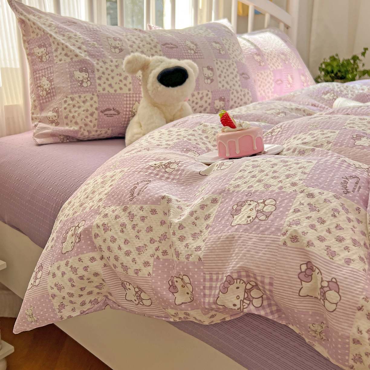 91家纺网 家纺一手货源 找家纺 （总）老K (原美阁） 2026春夏新款凯特猫泡芙棉四件套泡泡棉单被套