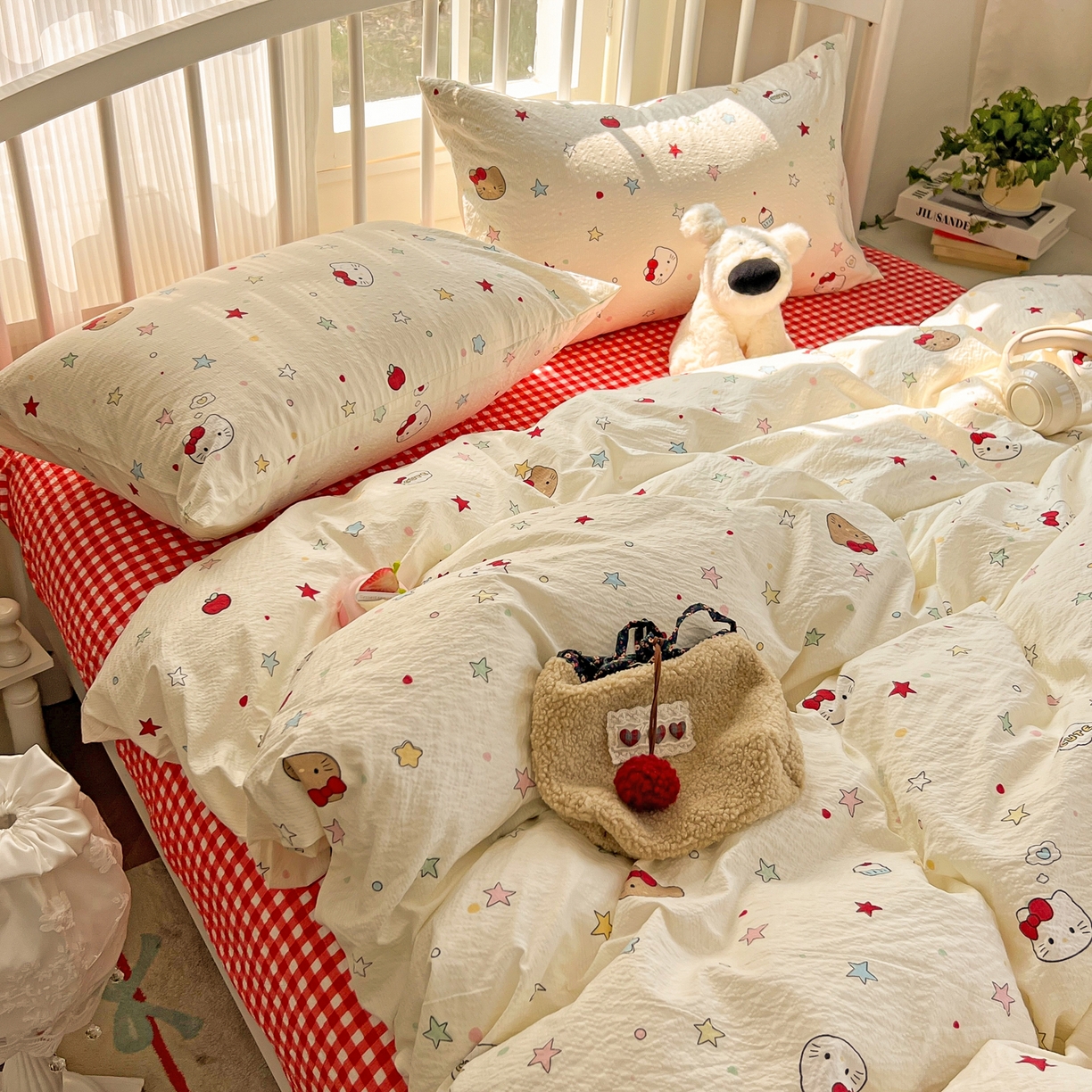 91家纺网 家纺一手货源 找家纺 （总）老K (原美阁） 2026春夏新款凯特猫泡芙棉四件套泡泡棉单被套