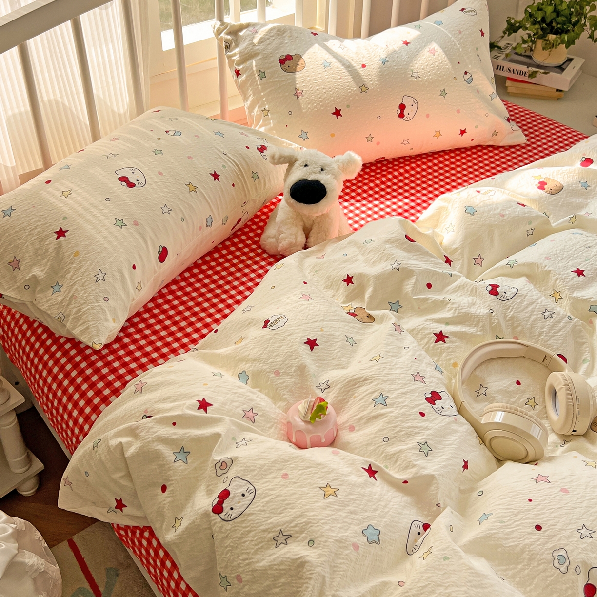 91家纺网 家纺一手货源 找家纺 （总）老K (原美阁） 2026春夏新款凯特猫泡芙棉四件套泡泡棉单被套