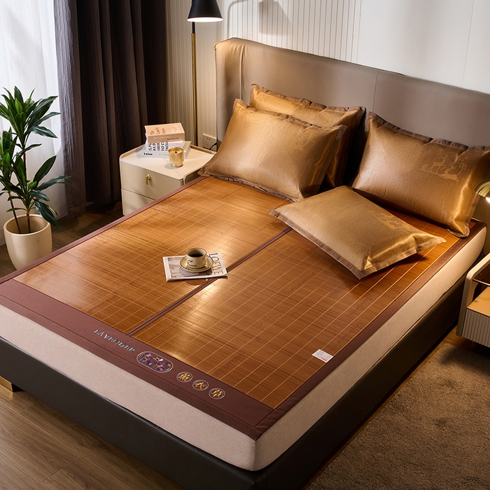 91家纺网 家纺一手货源 找家纺 鑫琪莱家纺 2025新款双面竹席冰丝席竹凉席学生宿舍席子 草本-薰衣草-