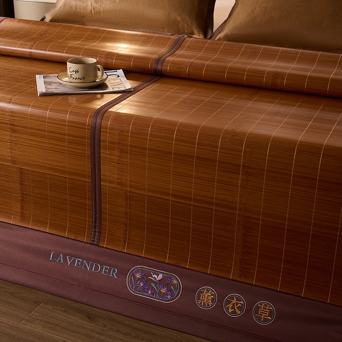 91家纺网 家纺一手货源 找家纺 鑫琪莱家纺 2025新款双面竹席冰丝席竹凉席学生宿舍席子 草本-薰衣草-