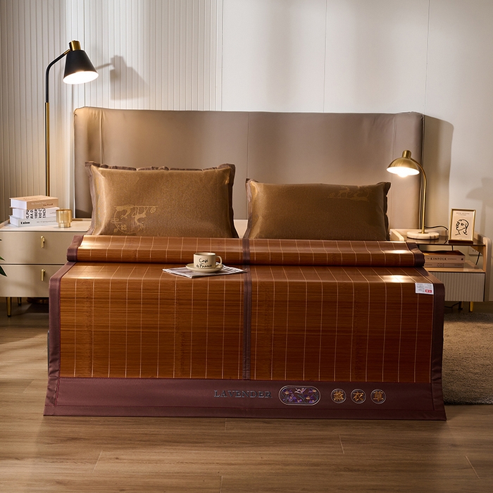 91家纺网 家纺一手货源 找家纺 鑫琪莱家纺 2025新款双面竹席冰丝席竹凉席学生宿舍席子 草本-薰衣草-