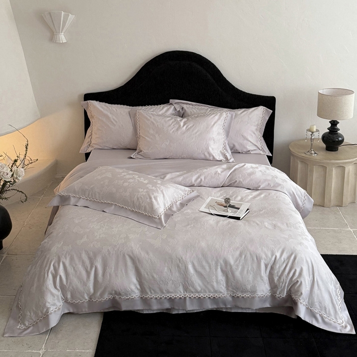 91家纺网 家纺一手货源 找家纺 爱缦 2026新款100s天丝棉色织提花四件套-玫瑰蝶翼系列 芋泥紫