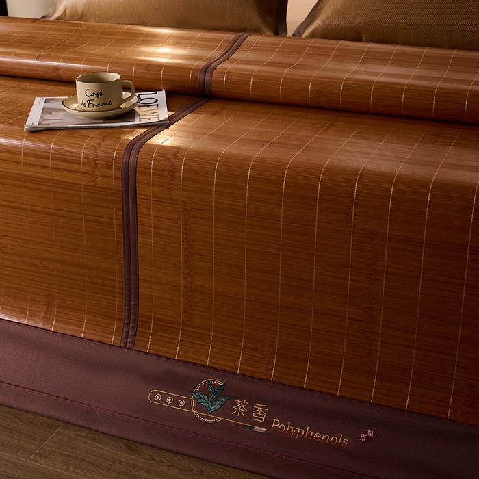 91家纺网 家纺一手货源 找家纺 鑫琪莱家纺 2025新款双面竹席冰丝席竹凉席学生宿舍席子 草本-茶香-