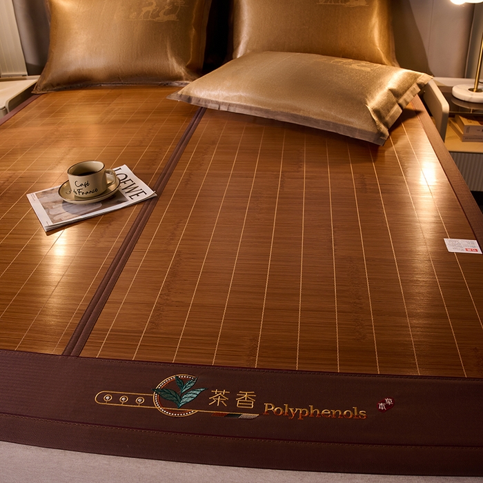 91家纺网 家纺一手货源 找家纺 鑫琪莱家纺 2025新款双面竹席冰丝席竹凉席学生宿舍席子 草本-茶香-