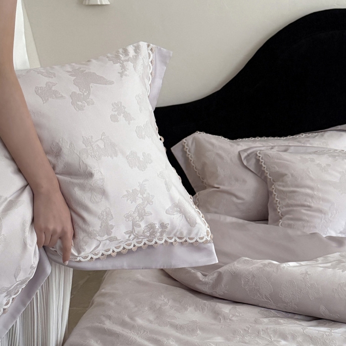 91家纺网 家纺一手货源 找家纺 爱缦 2026新款100s天丝棉色织提花四件套-玫瑰蝶翼系列 芋泥紫