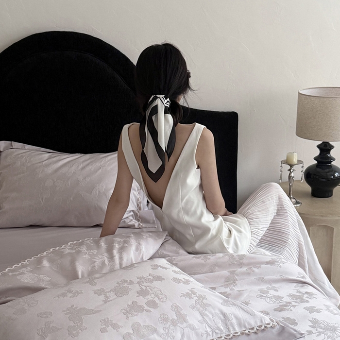 91家纺网 家纺一手货源 找家纺 爱缦 2026新款100s天丝棉色织提花四件套-玫瑰蝶翼系列 芋泥紫