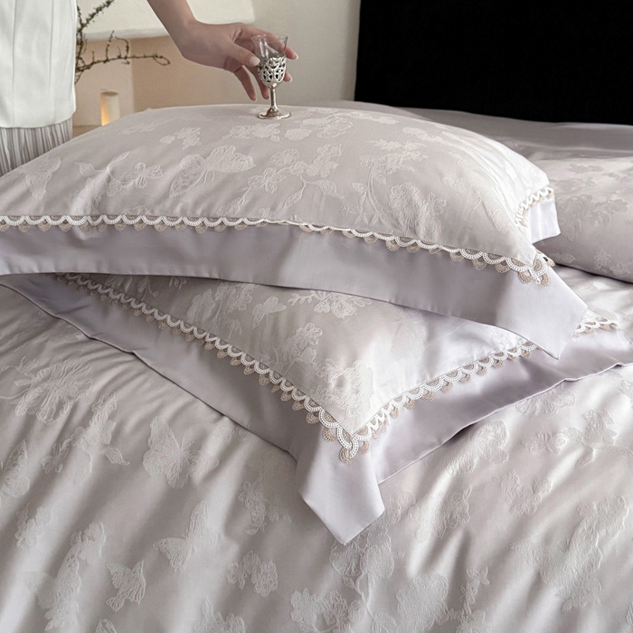 91家纺网 家纺一手货源 找家纺 爱缦 2026新款100s天丝棉色织提花四件套-玫瑰蝶翼系列 芋泥紫