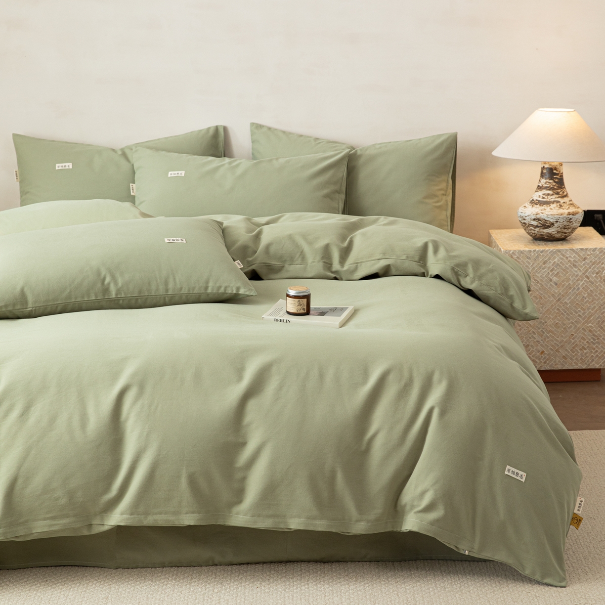 91家纺网 家纺一手货源 找家纺 （总）眠博士 2026新款A类纯色全棉磨毛四件套-陶瓷