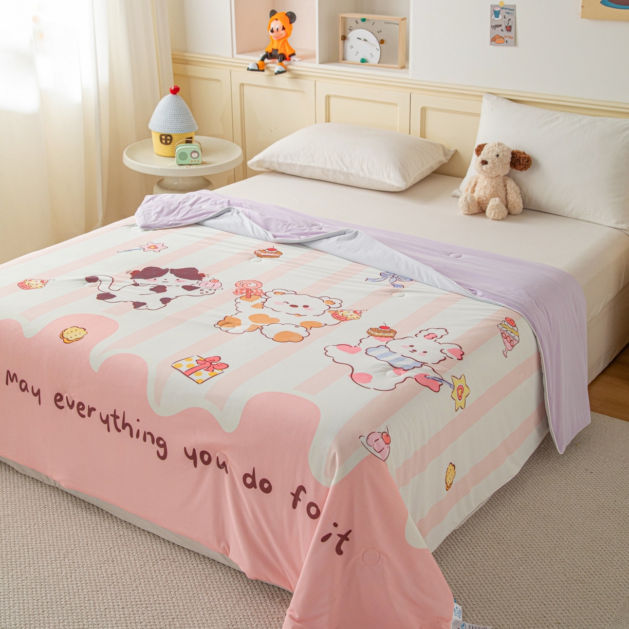 91家纺网 家纺一手货源 找家纺 （总）亿莱鑫 2026春夏新款卡通印花仿锦氨夏被夏凉被空调被