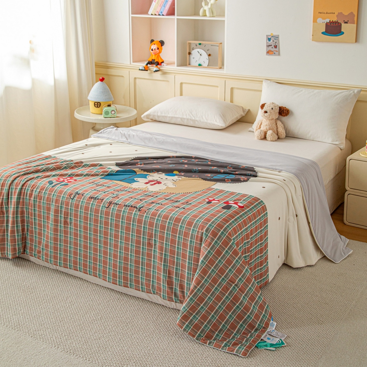 91家纺网 家纺一手货源 找家纺 （总）亿莱鑫 2026春夏新款卡通印花仿锦氨夏被夏凉被空调被