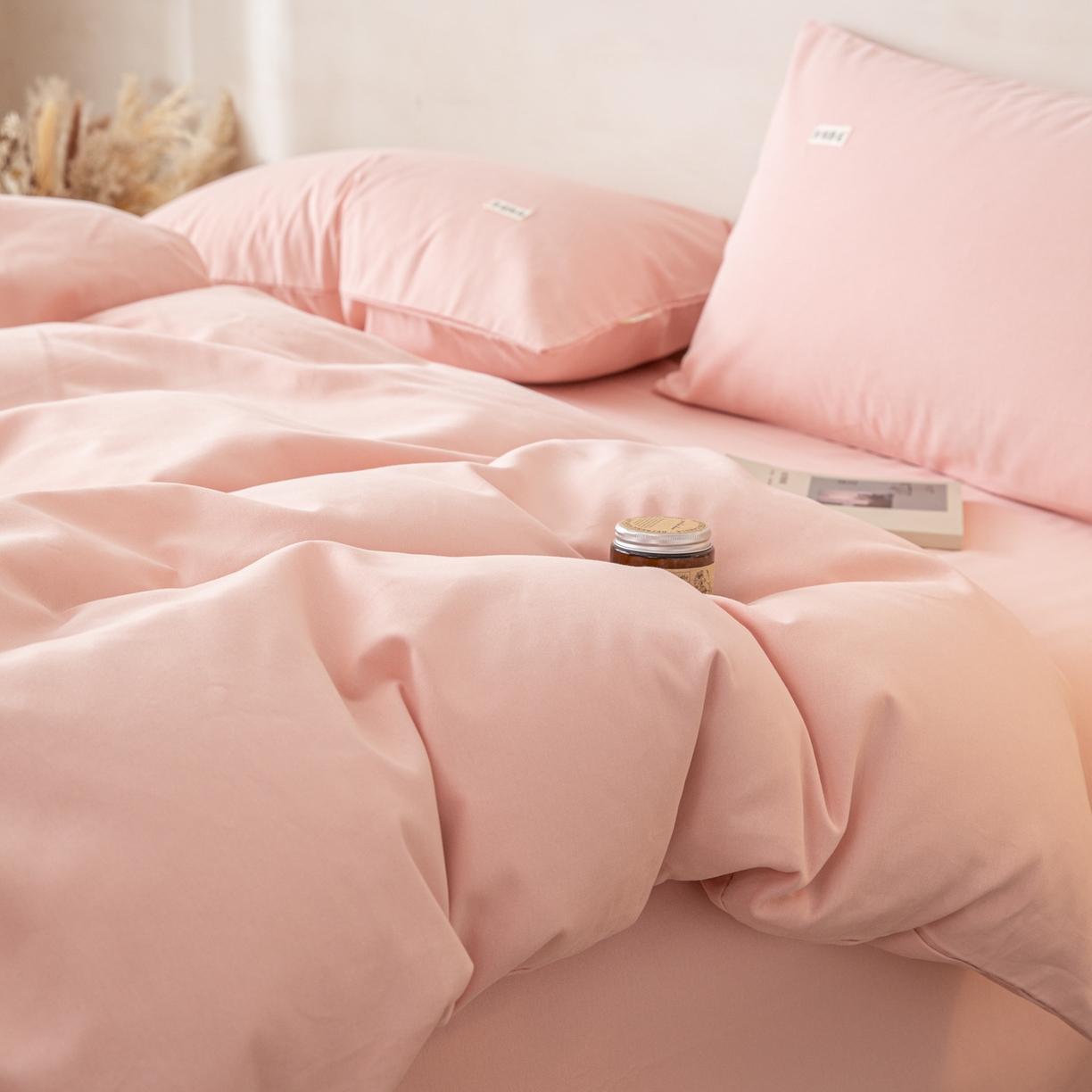 91家纺网 家纺一手货源 找家纺 眠博士 2026新款A类纯色全棉磨毛四件套-陶瓷 套件-陶瓷粉