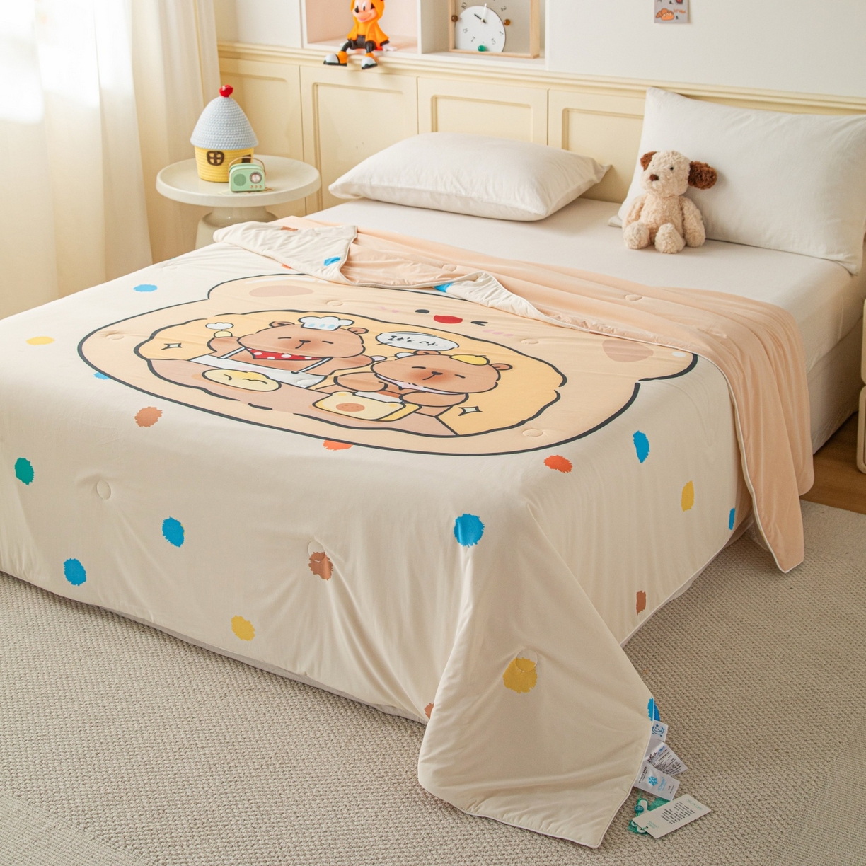 亿莱鑫 2026春夏新款卡通印花仿锦氨夏被夏凉被空调被 熊仔面包店