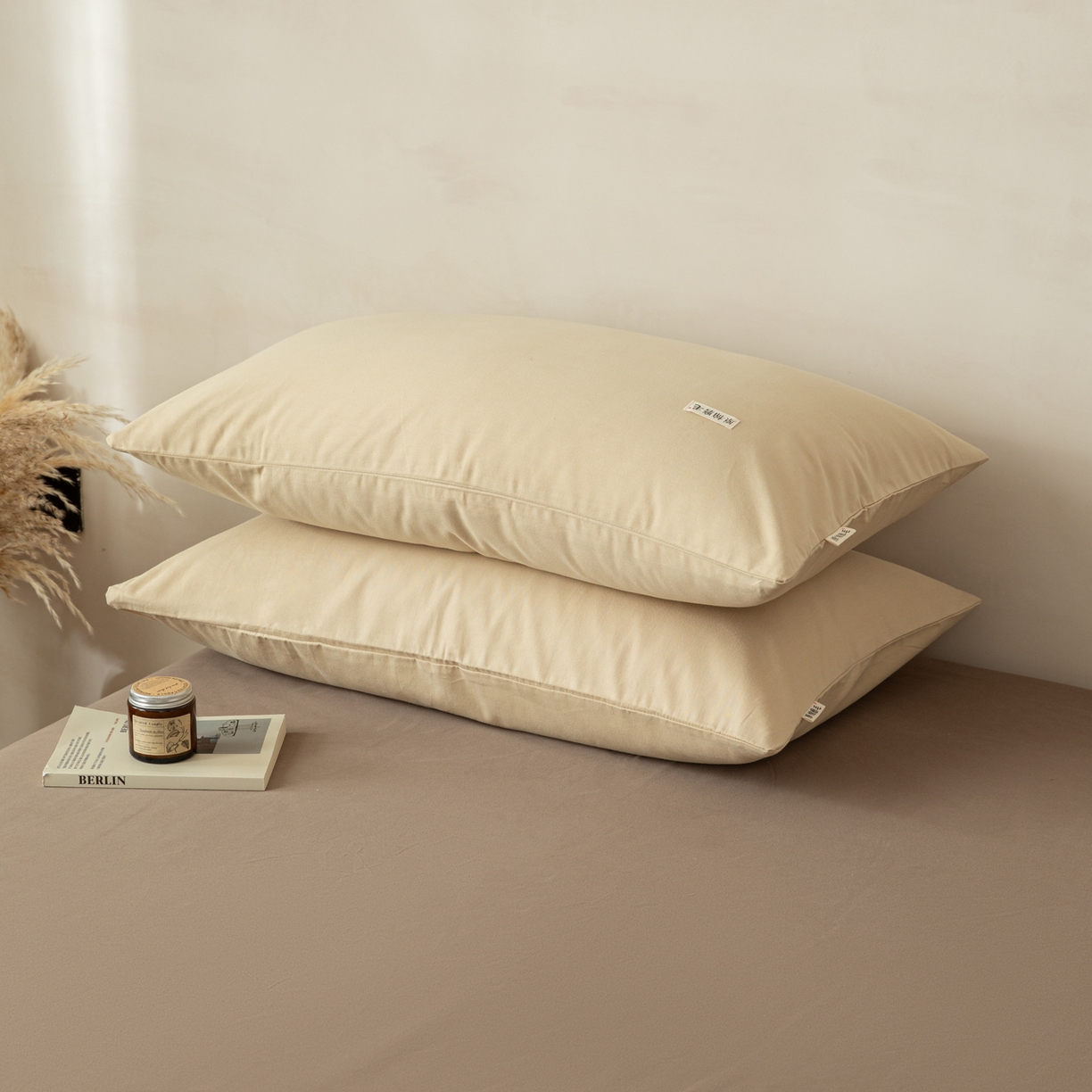 91家纺网 家纺一手货源 找家纺 眠博士 2026新款A类纯色全棉磨毛四件套-陶瓷 套件-陶瓷杏+咖