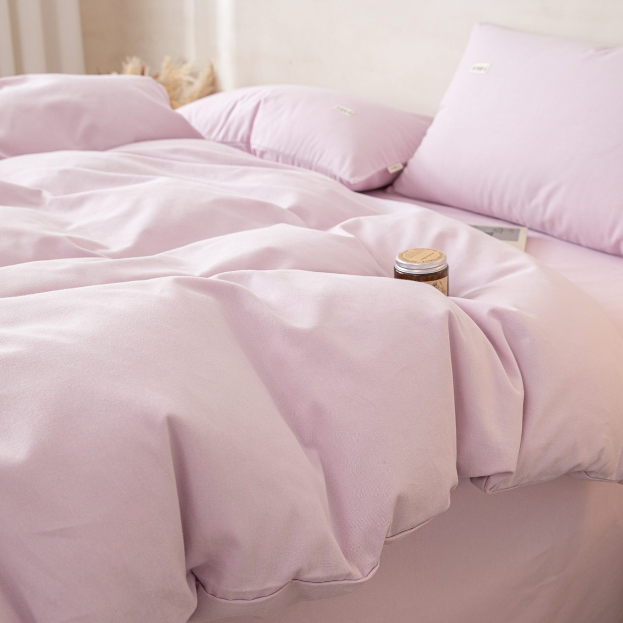 91家纺网 家纺一手货源 找家纺 眠博士 2026新款A类纯色全棉磨毛四件套-陶瓷 套件-陶瓷紫