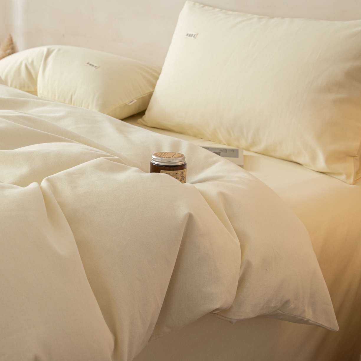 91家纺网 家纺一手货源 找家纺 眠博士 2026新款A类纯色全棉磨毛四件套-陶瓷 套件-陶瓷奶白