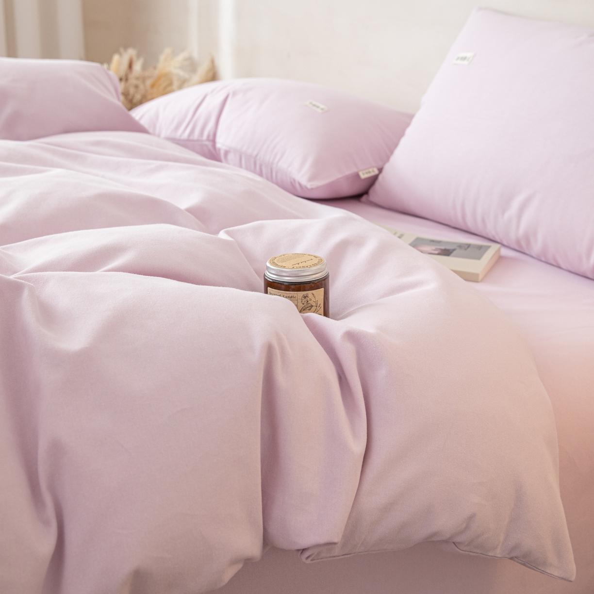 91家纺网 家纺一手货源 找家纺 眠博士 2026新款A类纯色全棉磨毛四件套-陶瓷 套件-陶瓷紫