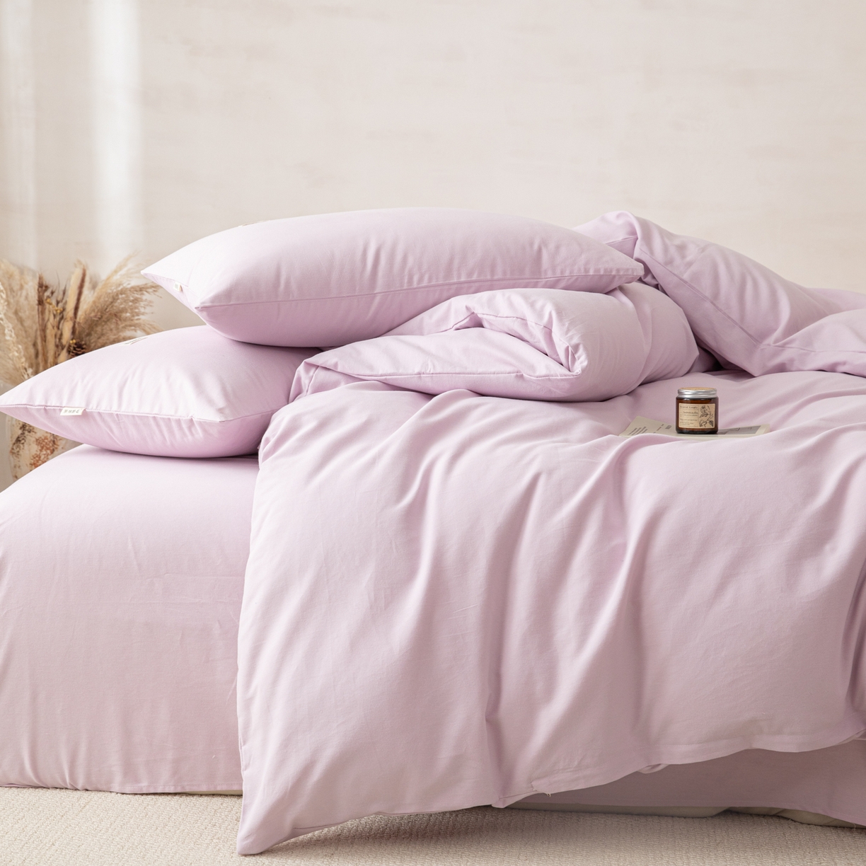 91家纺网 家纺一手货源 找家纺 眠博士 2026新款A类纯色全棉磨毛四件套-陶瓷 套件-陶瓷紫