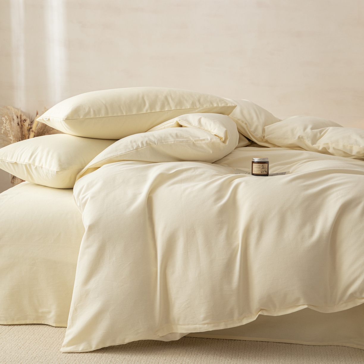 91家纺网 家纺一手货源 找家纺 眠博士 2026新款A类纯色全棉磨毛四件套-陶瓷 套件-陶瓷奶白