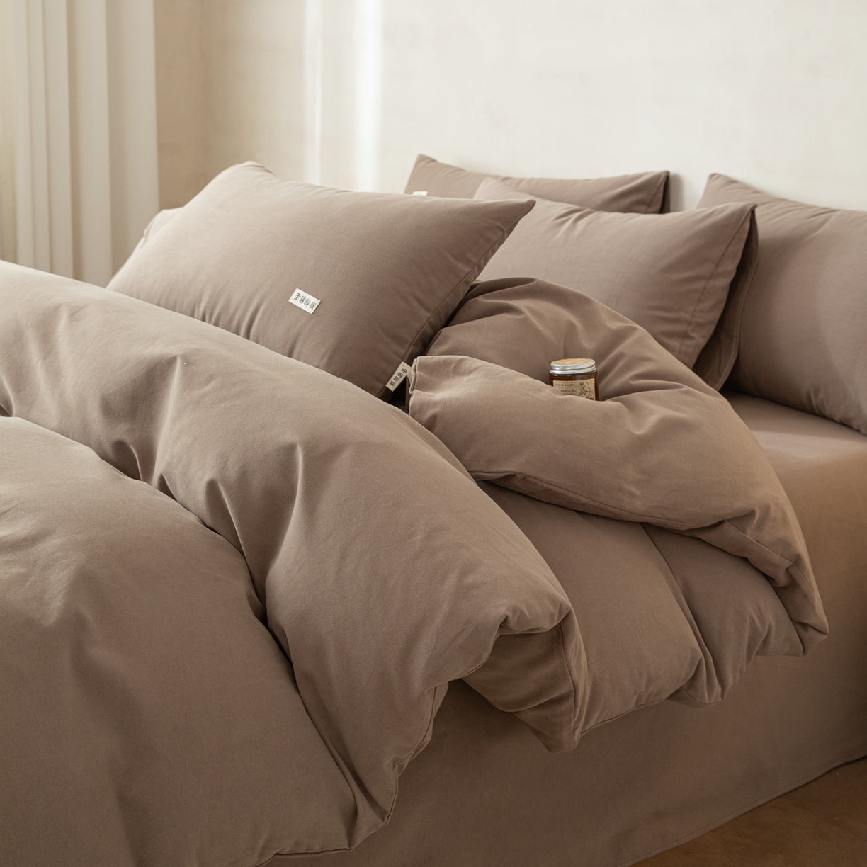 眠博士 2026新款A类纯色全棉磨毛四件套-陶瓷 套件-陶瓷咖