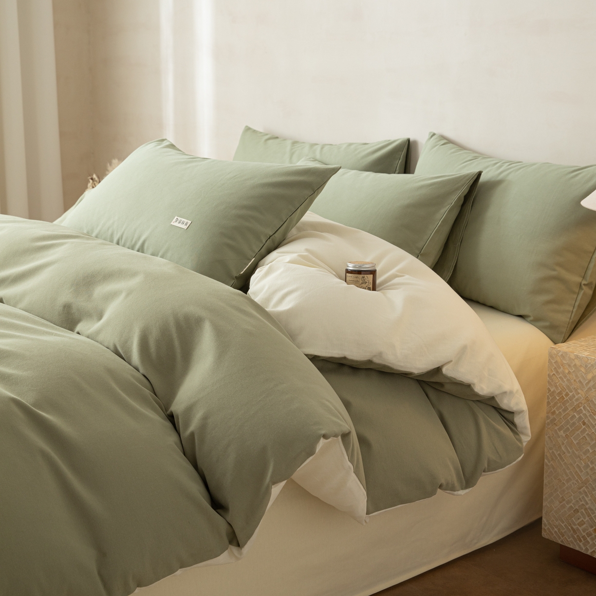 91家纺网 家纺一手货源 找家纺 （总）眠博士 2026新款A类纯色全棉磨毛四件套-陶瓷